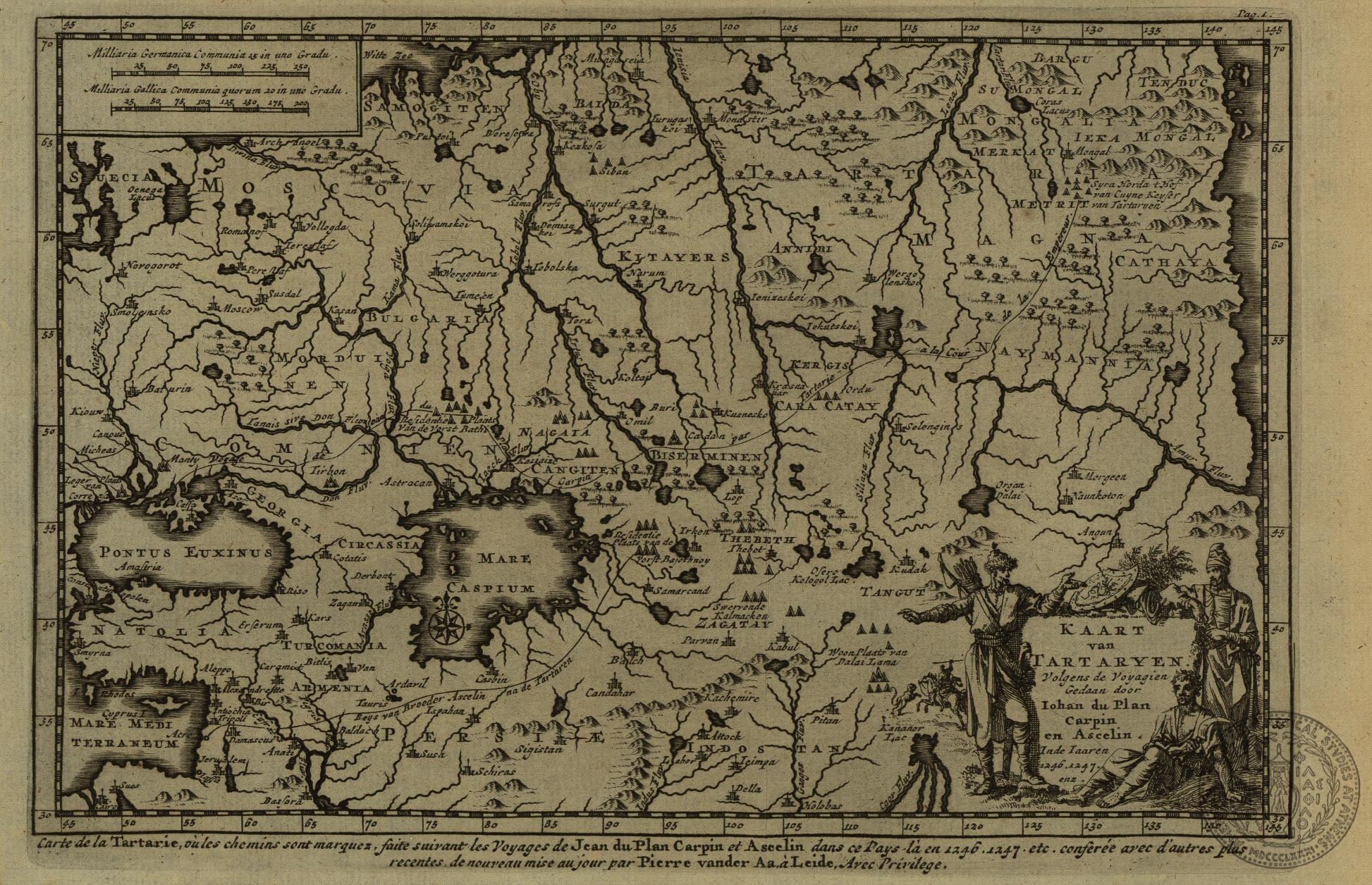 Kaart van Tartaryen volgens de Voyagien gedaan door Iohan du Plan Carpin en Ascelin inde Iaaren 1246, 1247 enz